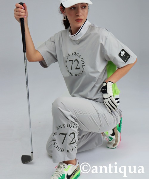 完売品＊ANTIQUA GOLF×STCH＊バックロゴトップス ユニセックス antiqua（アンティカ） antiqua tシャツ 半袖 「STCH」バックロゴ