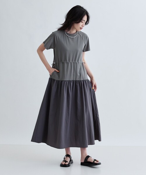 INDIVI GALLEST ワンピース ロング丈ジャージワンピース