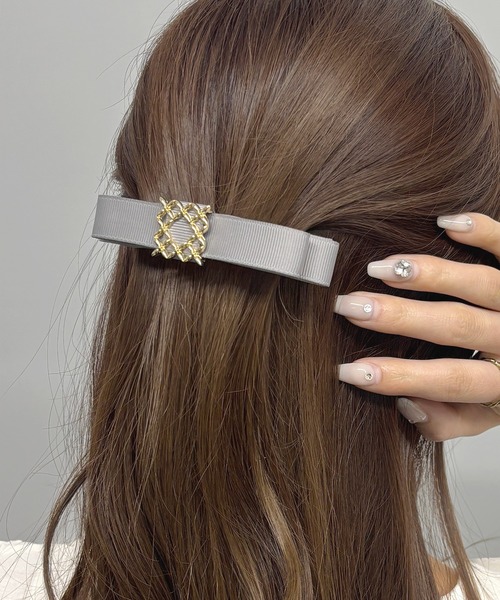 Flowering（フラワーリング） ヘアクリップ ニュアンスメタル×リボン