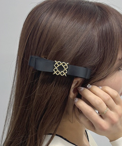 Flowering（フラワーリング） ヘアクリップ ニュアンスメタル×リボン
