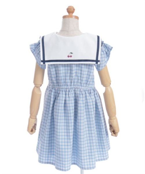 axes femme ワンピース チェック柄セーラー肩開きワンピース