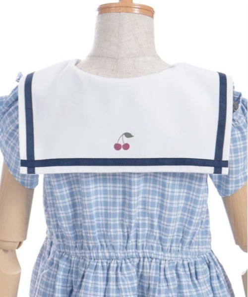 axes femme ワンピース チェック柄セーラー肩開きワンピース