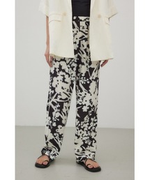 crie conforto スラックス パンツ ブラーフラワープリントパンツ