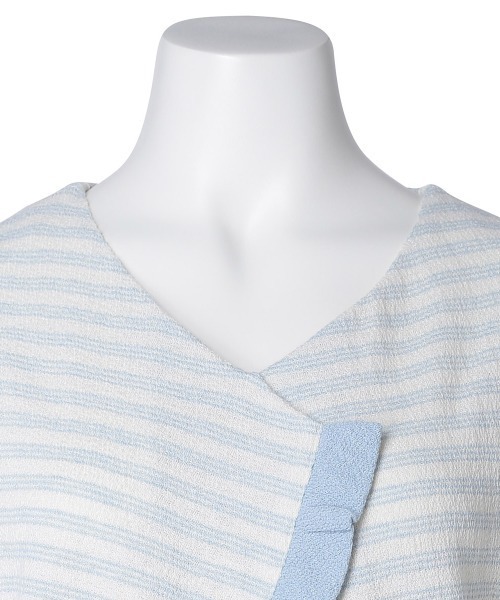 tシャツ キッドブルー -梨地ＪＱ -5分袖トップス -KRBN348 -kidblue レディース