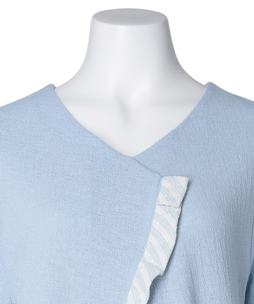 tシャツ キッドブルー -梨地ＪＱ -5分袖トップス -KRBN348 -kidblue レディース