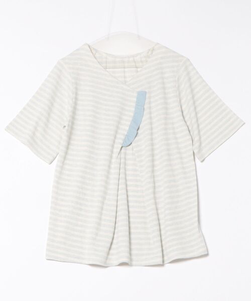 tシャツ キッドブルー -梨地ＪＱ -5分袖トップス -KRBN348 -kidblue レディース