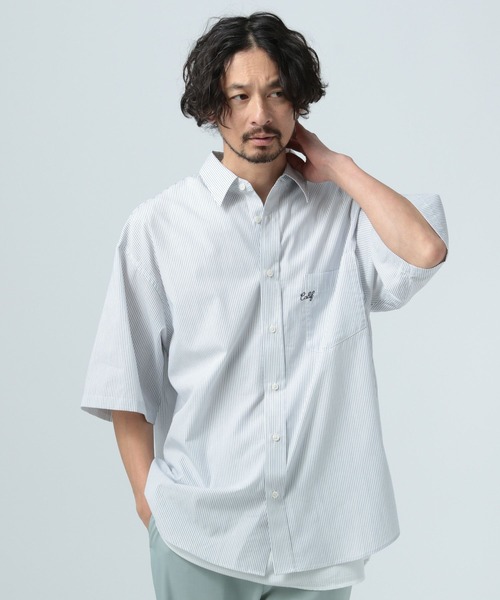 シャツ ワンポイント刺繍ストライプ半袖シャツ メンズ | BAYFLOW | 07