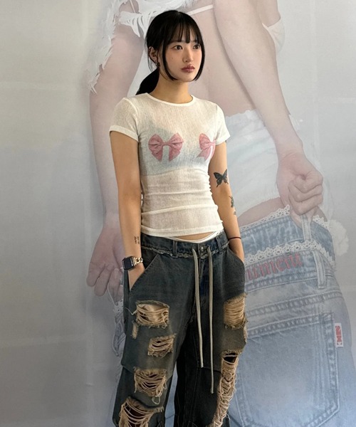 tシャツ Bow Bow Baby Tee レディース SCULPTOR tシャツ Bow Baby Tee レディース : ZOZOTOWN Yahoo!店