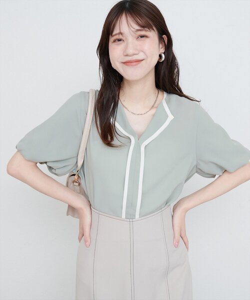 natural couture ブラウス シャツ 半袖 「WEB限定」パフスリーブ
