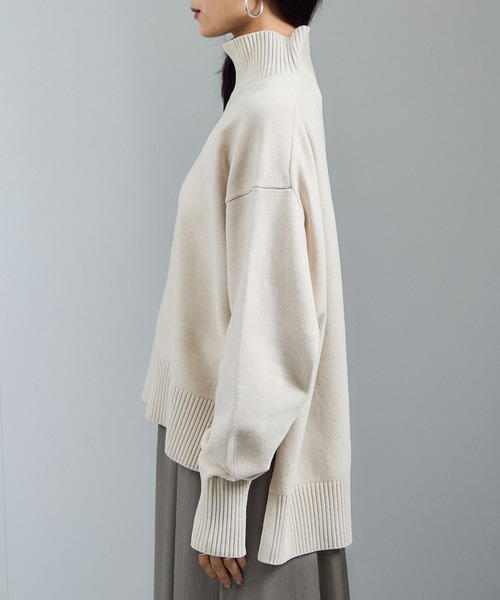 美品　アダム　エ　ロペ　タートルネック　ハイネック　ニット　セーター　リブ ADAM ET ROPÉ FEMME(アダム エ ロペ ファム) / カシミア混ZIP