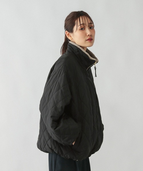 GLOBAL WORK リバーシブルキルトブルゾン ブラック 美品 GLOBAL WORK ブルゾン アウター リバーシブルファーキルト