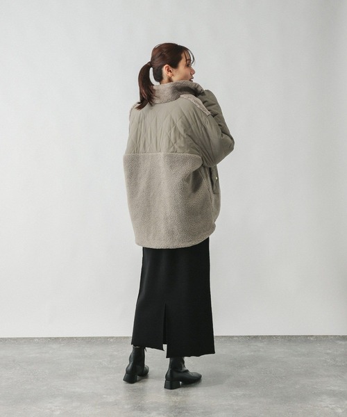 GLOBAL WORK リバーシブルキルトブルゾン ブラック 美品 GLOBAL WORK ブルゾン アウター リバーシブルファーキルト