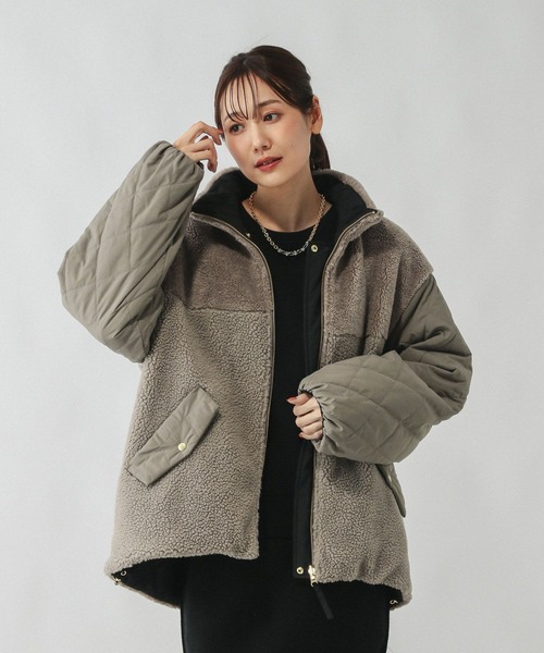 GLOBAL WORK ブルゾン アウター リバーシブルキルトブルゾン