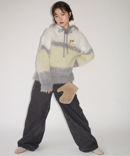 ニット+セーター musubore multi color shaggy knit hoodie musubore（ムスボレ） ニット セーター multi color shaggy knit