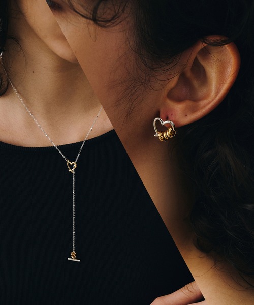 ネックレス LAPUIS(ラピュイ)Line coil heart set レディース