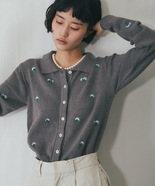 CREDDONA 花柄刺繍 カーディガン 長袖 カーディガン 花柄刺繍カーディガン レディース : ZOZOTOWN Yahoo!店