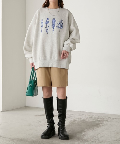 BONLECILL（ボンルシール） トレーナー スウェット フラワー刺繍裏起毛