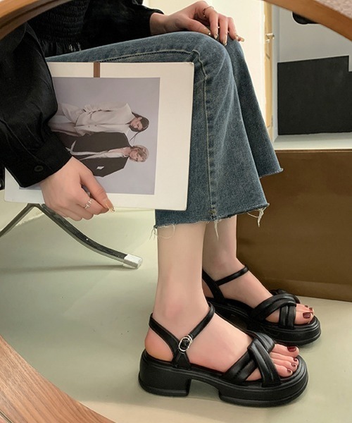 「Miniministore」 フラットサンダル 23.0cm ブラック レディース_画像3