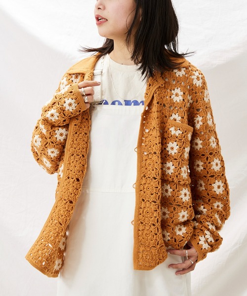 JOURNAL STANDARD relume / カーディガン(厚手)/L/コットン/BLK/総柄 JOURNAL STANDARD relume（ジャーナルスタンダード レリューム