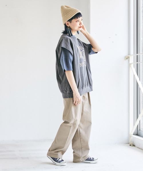 「CUBE SUGAR」 半袖カットソー M チャコールグレー レディース_画像3