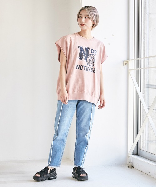 「CUBE SUGAR」 半袖カットソー M チャコールグレー レディース_画像9