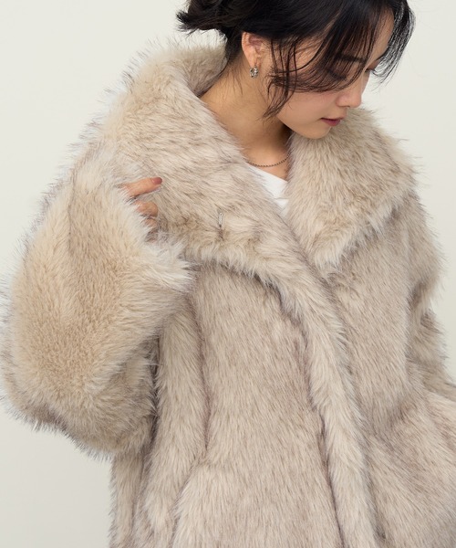 BEIGE グレー ファーコート NOGLE ブルゾン アウター 「NOGLE/ノグル」スタンドミックスファー