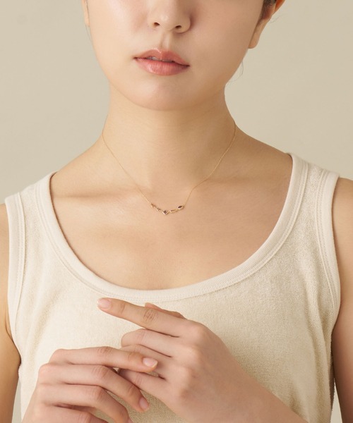 ネックレス K10YG ジュエルモザイク パープルカラー ネックレス レディースの画像