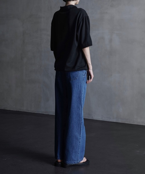 「CALLNE」 半袖ニット L グレー メンズ_画像2