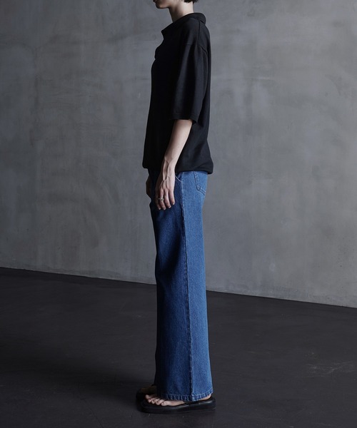 「CALLNE」 半袖ニット L グレー メンズ_画像4