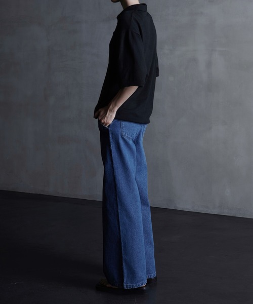 「CALLNE」 半袖ニット L グレー メンズ_画像5