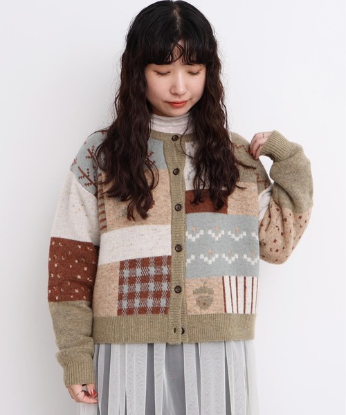 l'atelier du savon アトリエドゥサボン カラフル カーディガン l'atelier du savon（アトリエドサボン）の「カラフルジャガード お花