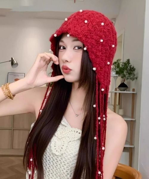 gossip!ロサンゼルス ニット帽 ニットキャップ 「Y2Kガーリー」パール
