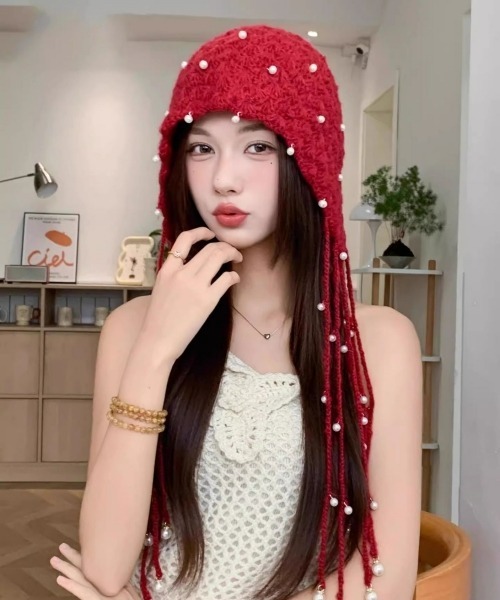 gossip!ロサンゼルス ニット帽 ニットキャップ 「Y2Kガーリー」パール