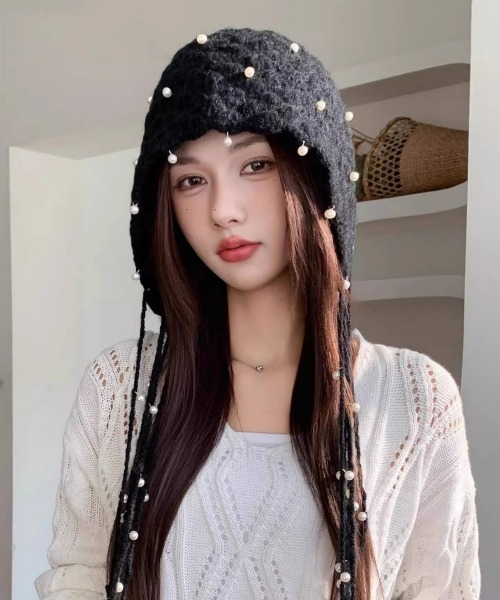 gossip!ロサンゼルス ニット帽 ニットキャップ 「Y2Kガーリー」パール