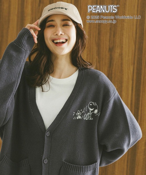 GLOBAL WORK（グローバルワーク） カーディガン PEANUTS/ロゴVネック
