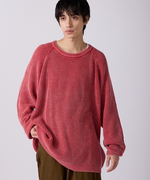 ALL RUNS セーター ニット ワッフル調 ラグラン ビッグシルエット