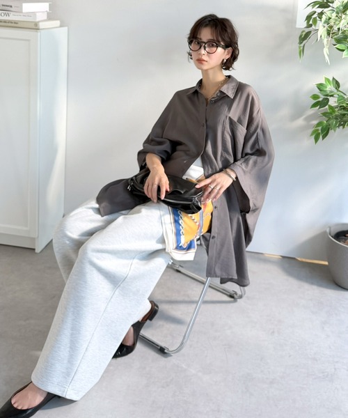 シャツ+ブラウス(長袖+七分) Prevost Voile Sheer Shirt [F] WAWA JAPAN 長袖 レディース ストレッチ シャツ レギュラーネック