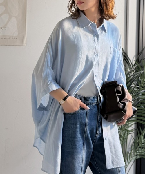 シャツ+ブラウス(長袖+七分) Prevost Voile Sheer Shirt [F] SHIPS（シップス） ブラウス シャツ 「手洗い可能」ソフト チュール 袖