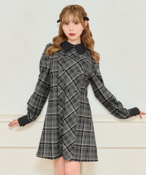 apres jour（アプレジュール） ワンピース チェックパフスリーブ