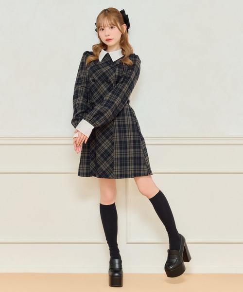 apres jour（アプレジュール） ワンピース チェックパフスリーブ