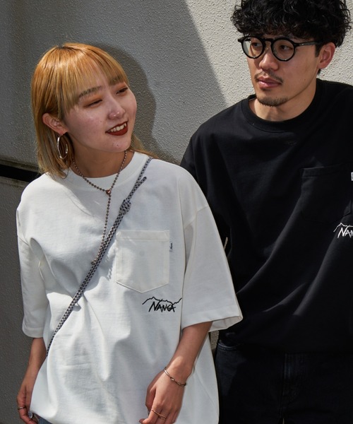 tシャツ 「NANGA/ナンガ」 別注 ルーズフィット ドローコードポケットTシャツ レディース メンズの画像