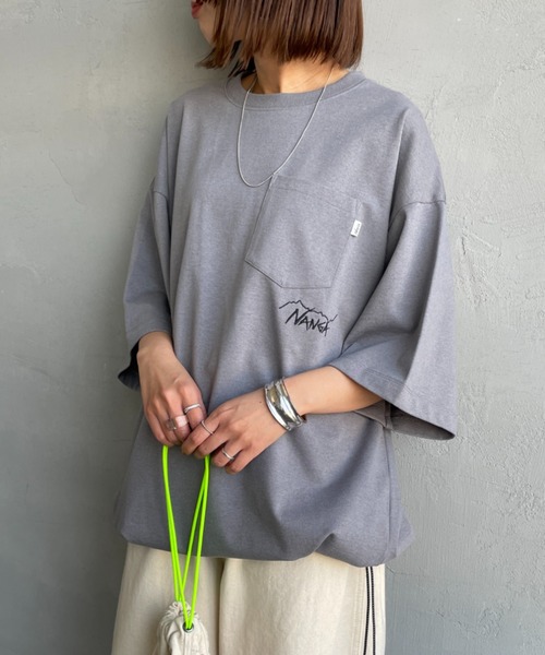 tシャツ 「NANGA/ナンガ」 別注 ルーズフィット ドローコードポケットTシャツ レディース メンズの画像