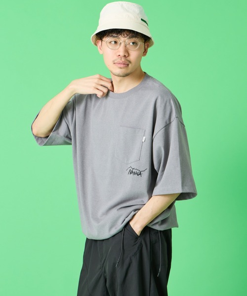 tシャツ 「NANGA/ナンガ」 別注 ルーズフィット ドローコードポケットTシャツ レディース メンズの画像