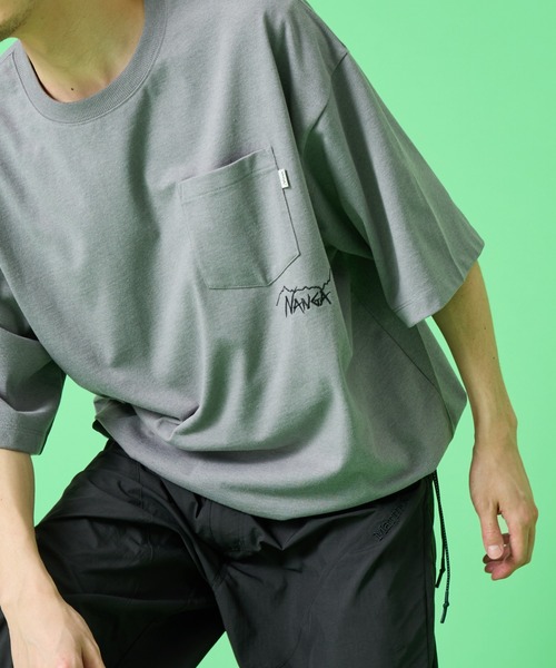 tシャツ 「NANGA/ナンガ」 別注 ルーズフィット ドローコードポケットTシャツ レディース メンズの画像