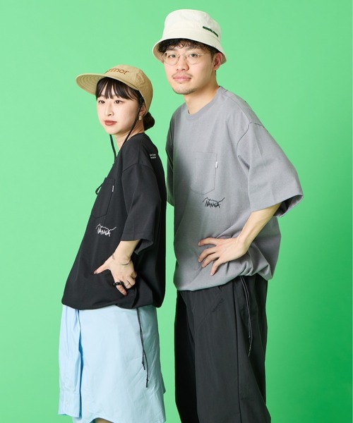 tシャツ 「NANGA/ナンガ」 別注 ルーズフィット ドローコードポケットTシャツ レディース メンズの画像