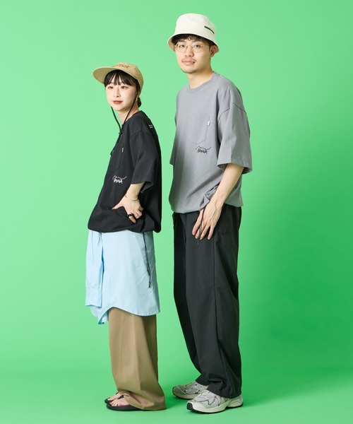 tシャツ 「NANGA/ナンガ」 別注 ルーズフィット ドローコードポケットTシャツ レディース メンズの画像