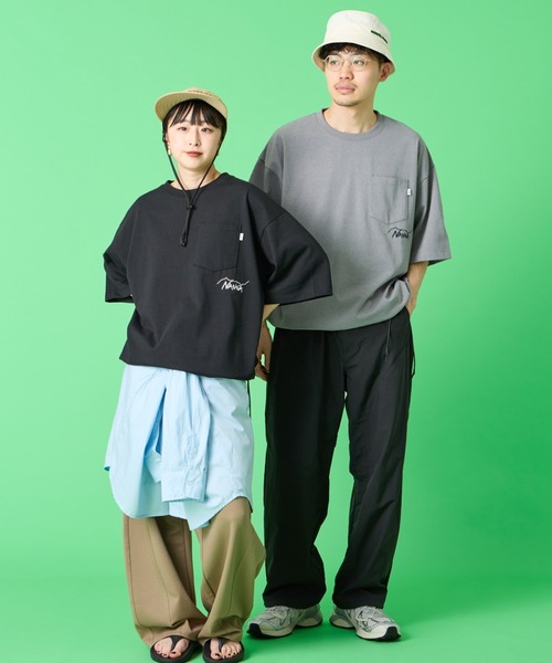tシャツ 「NANGA/ナンガ」 別注 ルーズフィット ドローコードポケットTシャツ レディース メンズの画像
