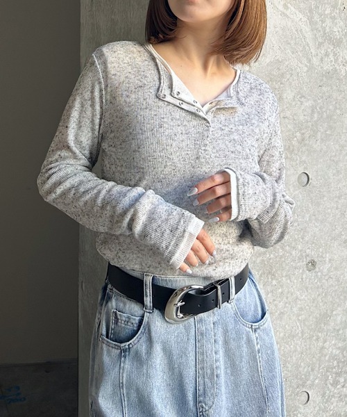 PAGEBOY（ページボーイ） tシャツ フローズンネップヘンリーネックプル