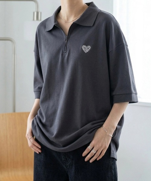 SITRY（シトリー） ポロシャツ ポロ SITRY Heart Embroidery Half Zip