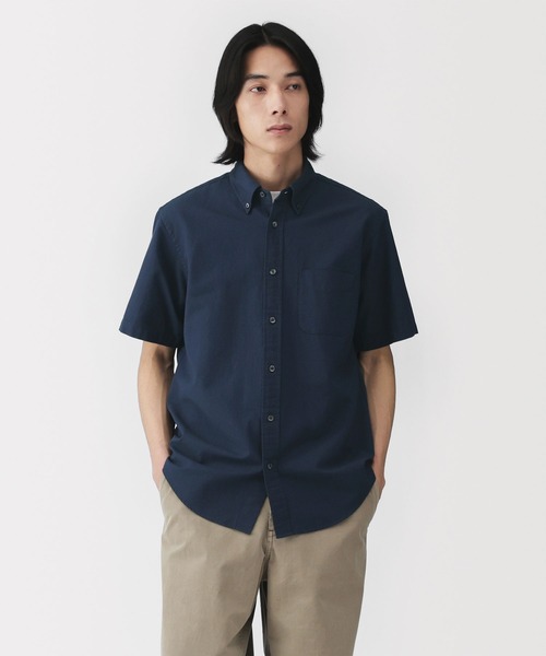 無印良品（MUJI） シャツ 紳士 洗いざらしオックスボタンダウン半袖